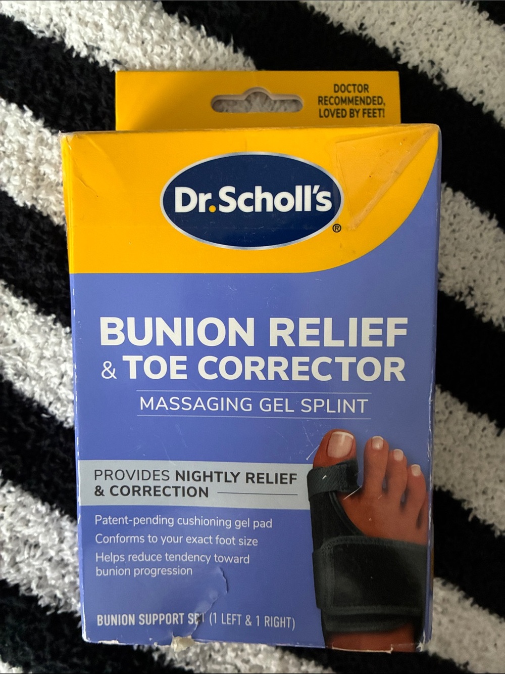 Dr Scholl’s Bunion Relief & Toe Corrector Massaging Gel Splint pair, One sz, NEW